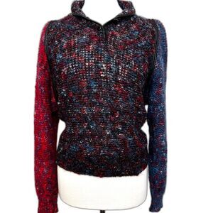 Florentine Flowers Italy Mohair Wool Blend Colorful Sweater - Women 40 (Medium)